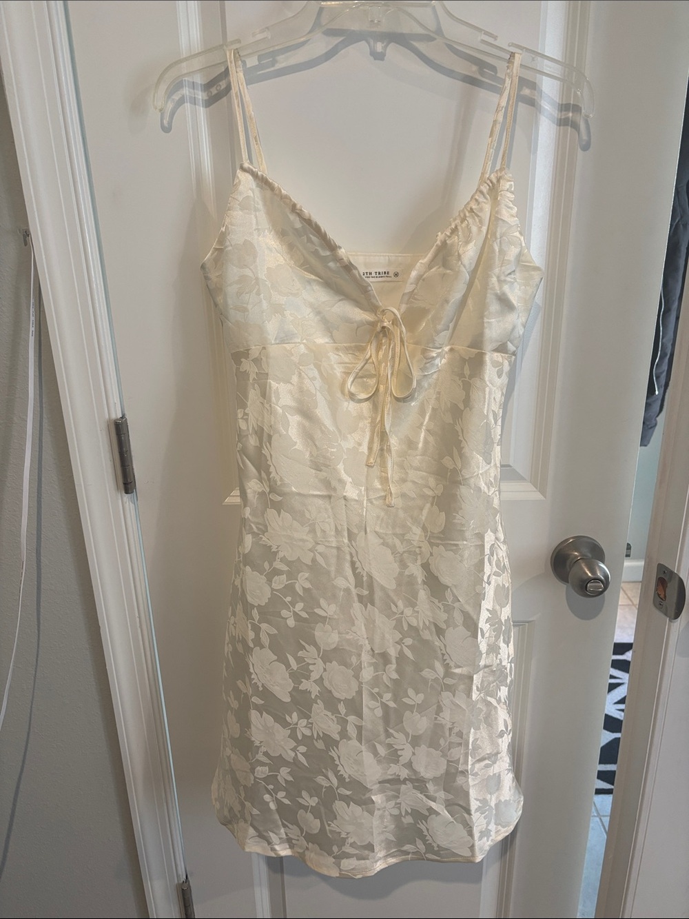 12th Tribe Cream Floral Satin Slip Dress